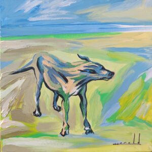 Mi perra Indecisión. Díptico. Acrílico/ Lienzo 40 x 40 cm.